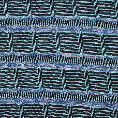 Dark Blue Wavy-Line Chunky Knit, Cotton-Poly