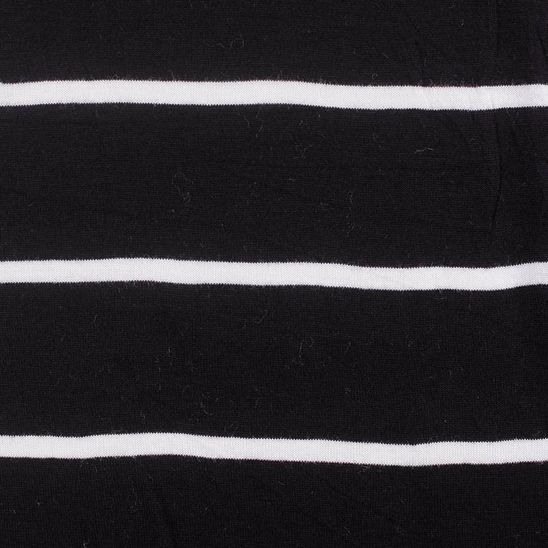 Black Horizontal-Stripe Jersey Knit, Viscose, 136 gsm