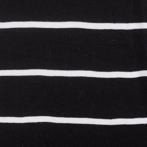 Black Horizontal-Stripe Jersey Knit, Viscose, 136 gsm