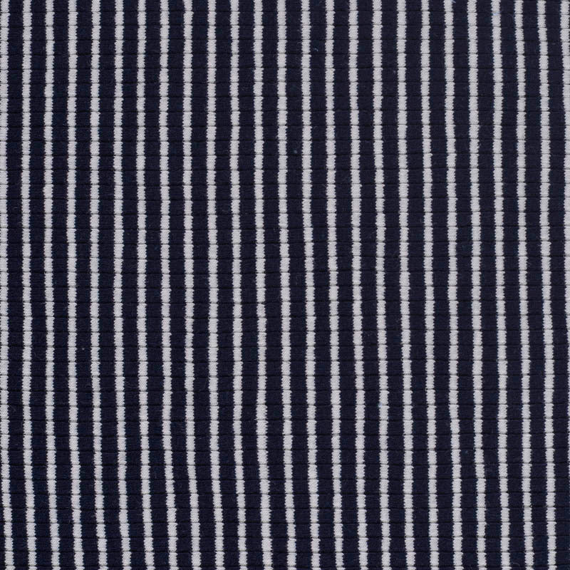 Navy Vertical-Stripe Rib Knit, Poly-Cotton