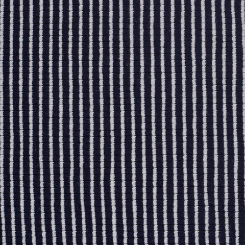 Navy Vertical-Stripe Rib Knit, Poly-Cotton