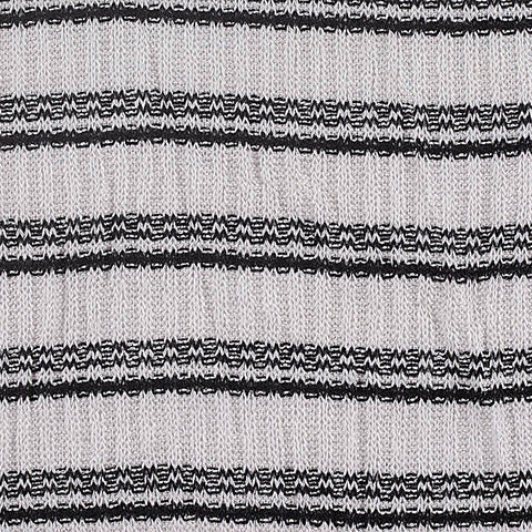 Light Grey Horizontal-Stripe Rib Knit, Poly-Viscose, 190 gsm