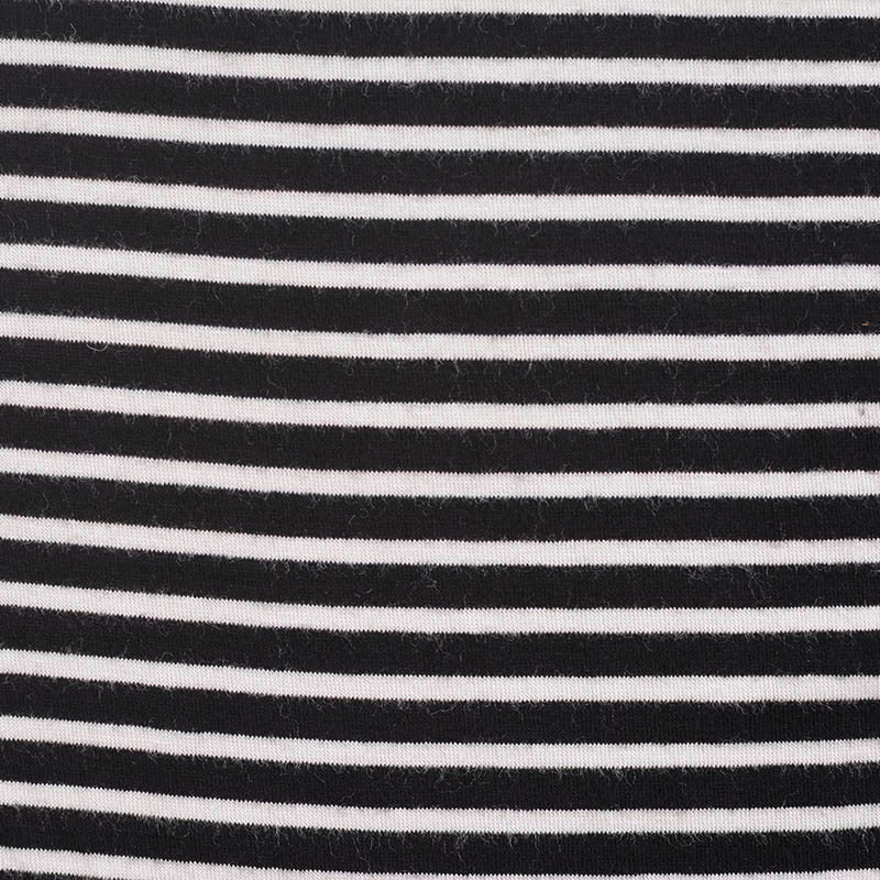 Black Horizontal-Stripe Jersey Knit, Viscose, 194 gsm