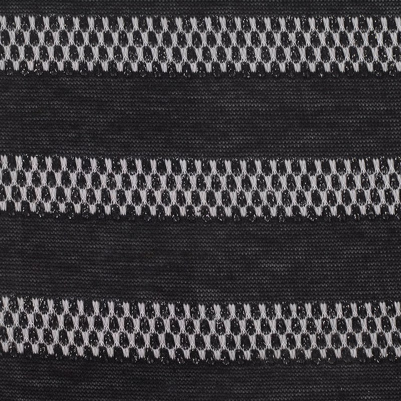Black Horizontal-Stripe Chunky Knit, Poly-Metallic, 129 gsm