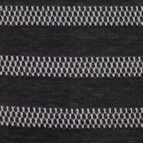 Black Horizontal-Stripe Chunky Knit, Poly-Metallic, 129 gsm