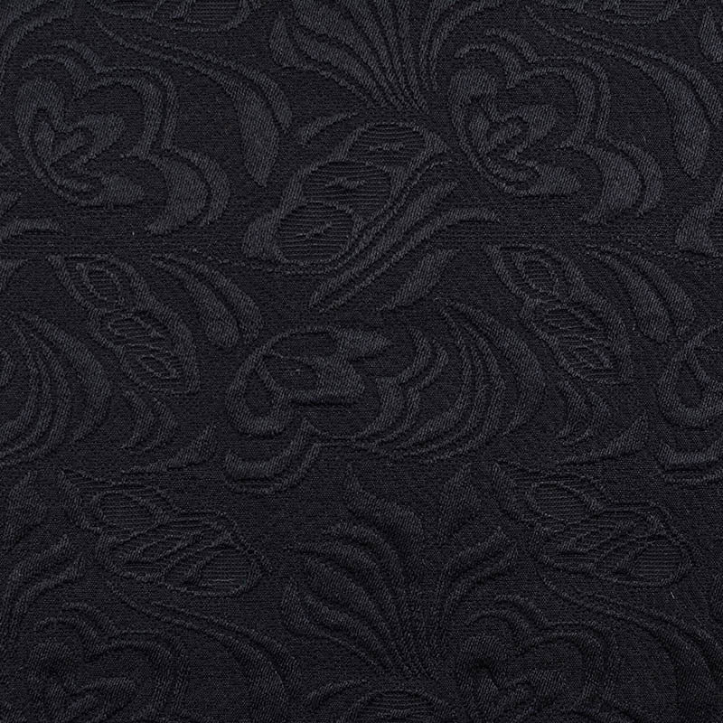 Black Tone-on-Tone Floral Jacquard, Cotton-Poly