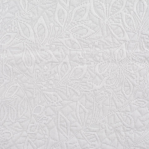 White Tone-on-Tone Floral Jacquard, Poly-Cotton