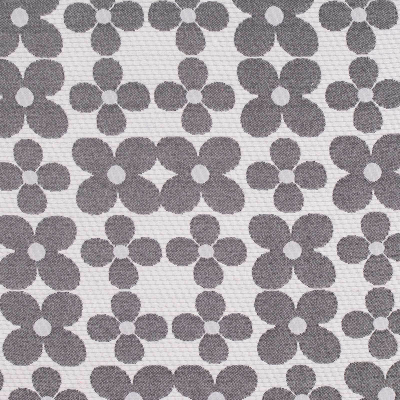 Dark Grey Floral Jacquard, Poly-Cotton