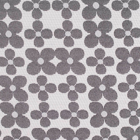 Dark Grey Floral Jacquard, Poly-Cotton