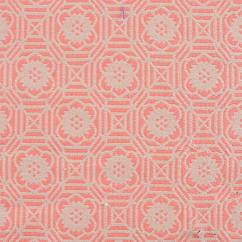 Peach Geometric Jacquard, Cotton-Poly