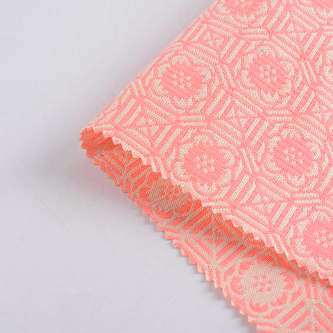 Peach Geometric Jacquard, Cotton-Poly