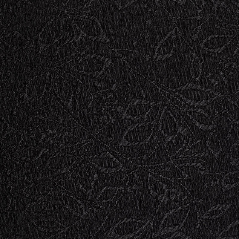 Black Tone-on-Tone Leaf Jacquard, Poly-Cotton