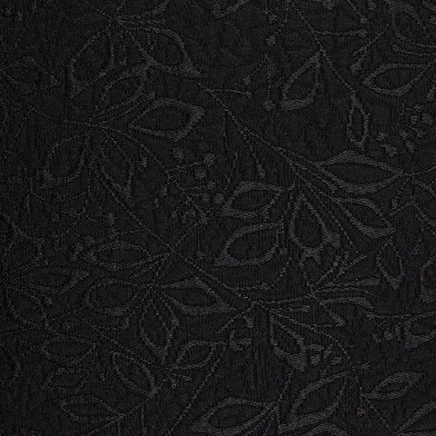 Black Tone-on-Tone Leaf Jacquard, Poly-Cotton