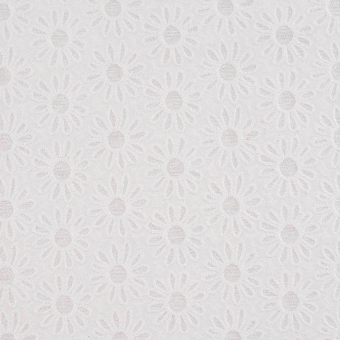 White Daisy Jacquard, Poly-Cotton, 209 gsm, 143 cm