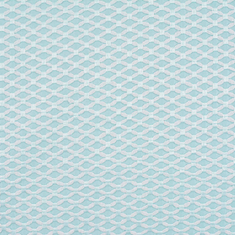 White Geometric Jacquard, Poly-Cotton, 212 gsm