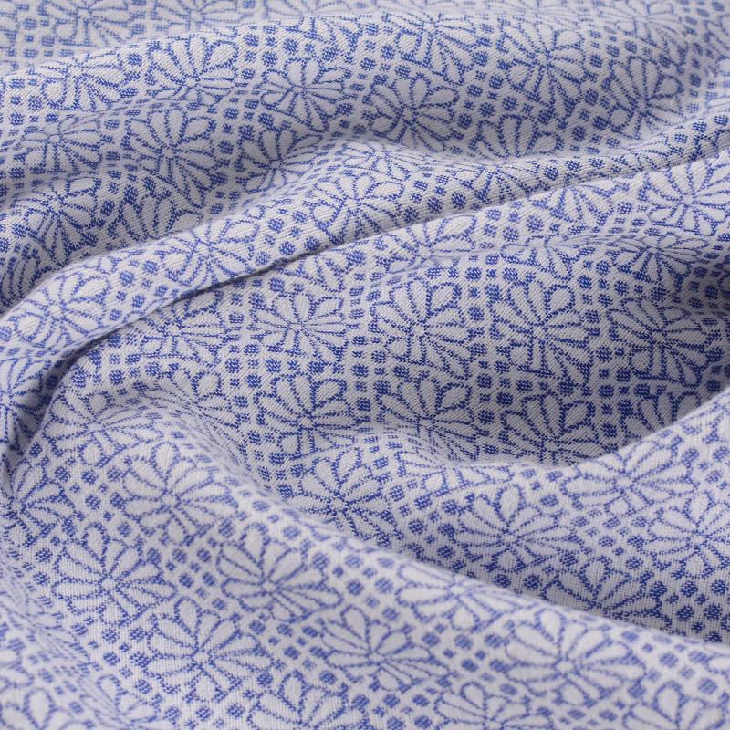 Blue Floral Jacquard, Poly-Cotton