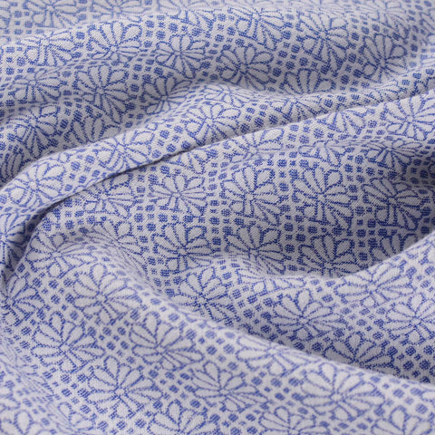 Blue Floral Jacquard, Poly-Cotton