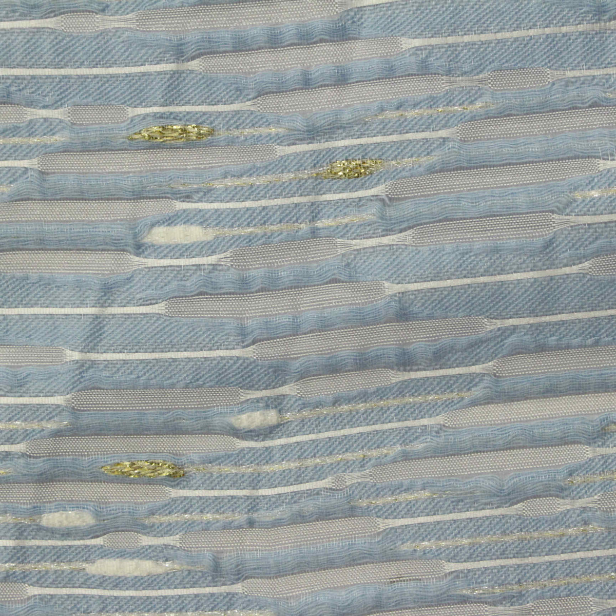 Light Blue Horizontal-Band Jacquard, Cotton-Poly