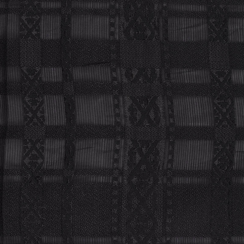 Black Geometric-Grid Jacquard, Viscose-Poly