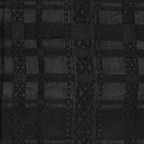 Black Geometric-Grid Jacquard, Viscose-Poly