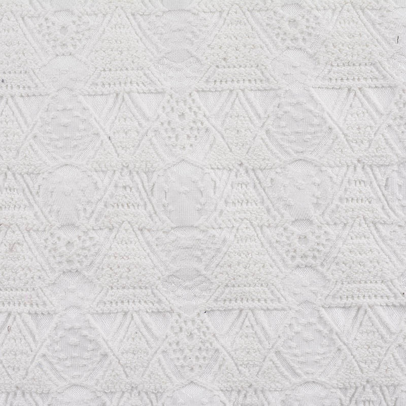 White Geometric-Diamond Jacquard, Cotton-Poly, 297 gsm