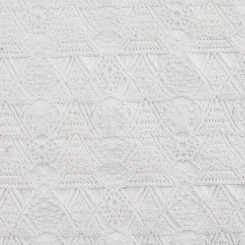 White Geometric-Diamond Jacquard, Cotton-Poly, 297 gsm