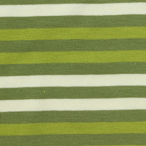 Green Horizontal-Stripe Jersey Knit, Viscose, 291 gsm