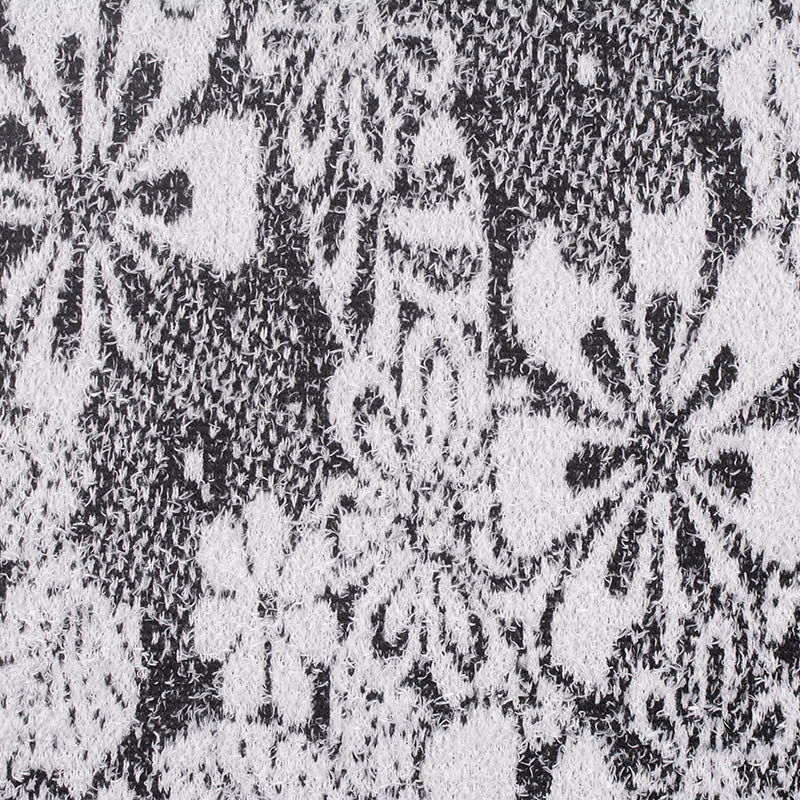 Black Floral Jacquard, Polyester, 308 gsm