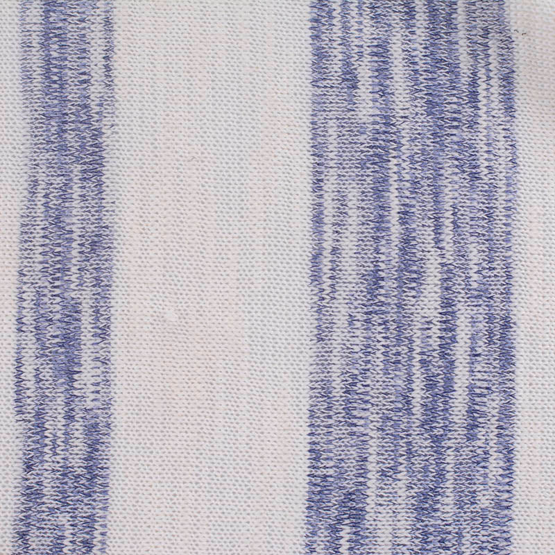 White Vertical-Stripe Jersey Knit, Poly-Cotton, 222 gsm