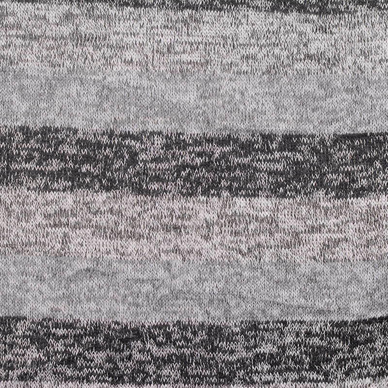 Marled Grey Horizontal-Stripe Chunky Knit, Poly-Viscose, 136 gsm