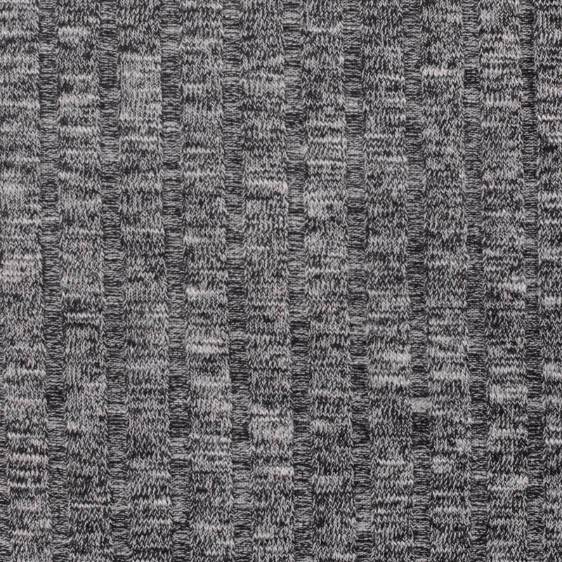 Black Marl Rib Knit, Viscose-Poly, 268 gsm