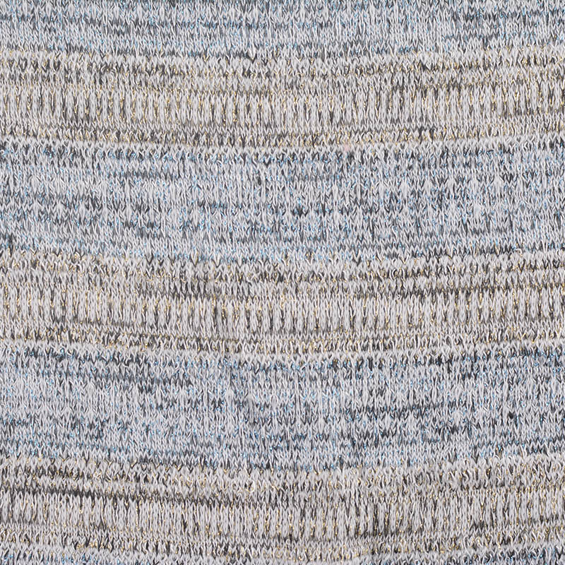 Marled Blue Horizontal-Stripe Chunky Knit, Poly-Viscose