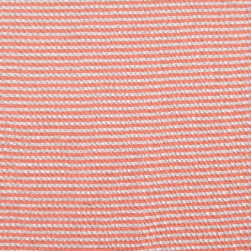 Peach Horizontal-Stripe Knit, Cotton-Viscose