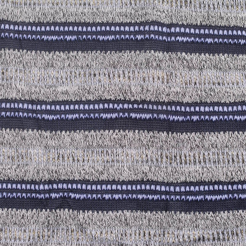 Dark Grey Horizontal-Stripe Chunky Knit, Poly-Viscose, 178 gsm