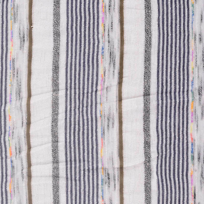 White Vertical-Stripe Knit, Polyester, 181 gsm