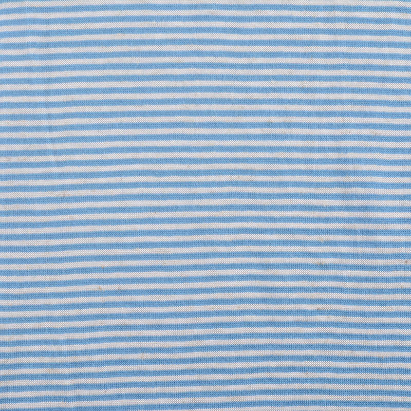 Light Blue Horizontal-Stripe Knit, Cotton-Viscose