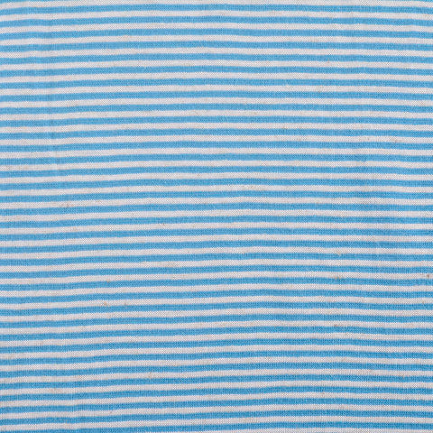 Light Blue Horizontal-Stripe Knit, Cotton-Viscose
