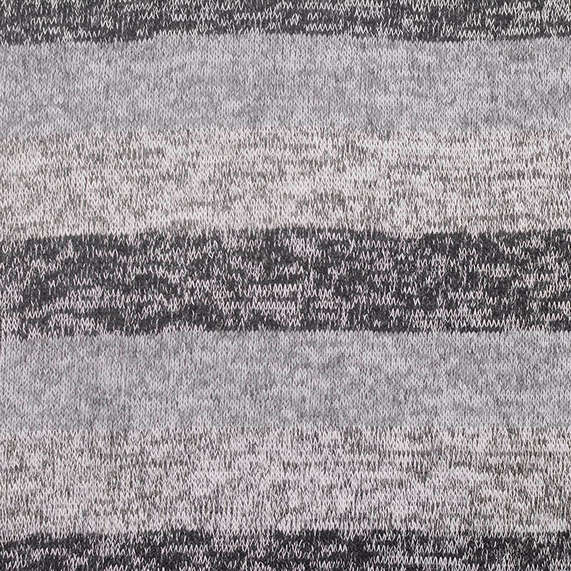 Grey Horizontal-Stripe Chunky Knit, Poly-Viscose, 136 gsm