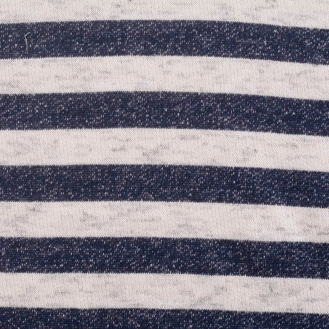 Navy Horizontal-Stripe French Terry, Cotton-Poly, 289 gsm