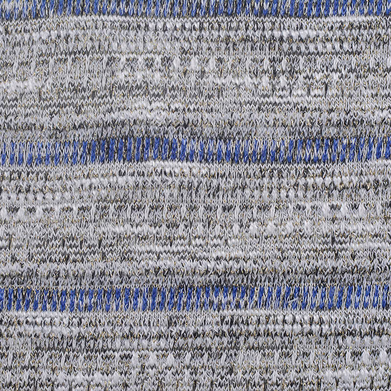 Blue Horizontal-Stripe Chunky Knit, Viscose-Poly, 370 gsm