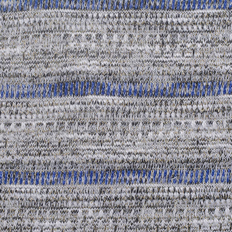Blue Horizontal-Stripe Chunky Knit, Viscose-Poly, 370 gsm