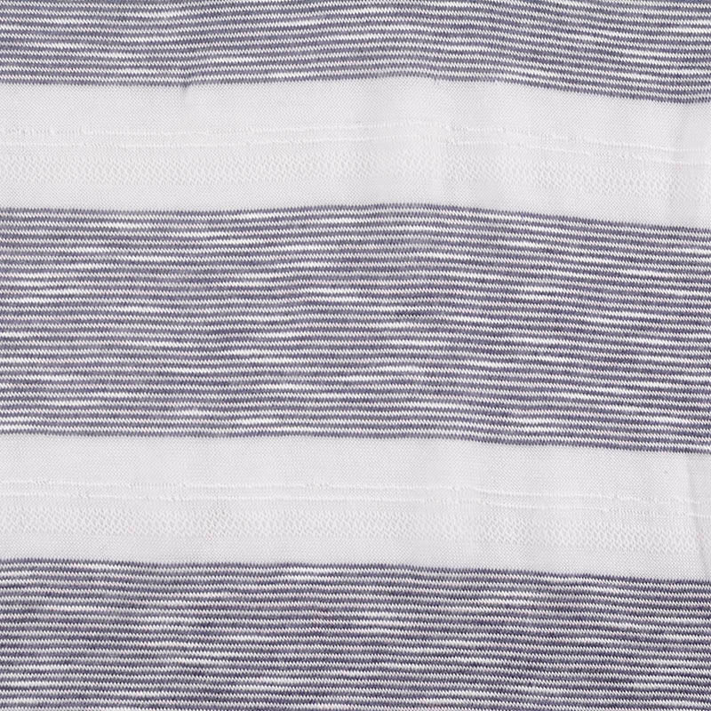 White Horizontal-Stripe Jacquard, Viscose-Poly
