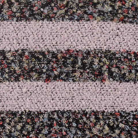 Light Grey Horizontal-Stripe Chunky Knit, Polyester, 326 gsm