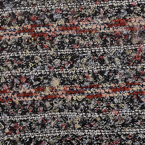 Red Horizontal-Stripe Bouclé, Polyester