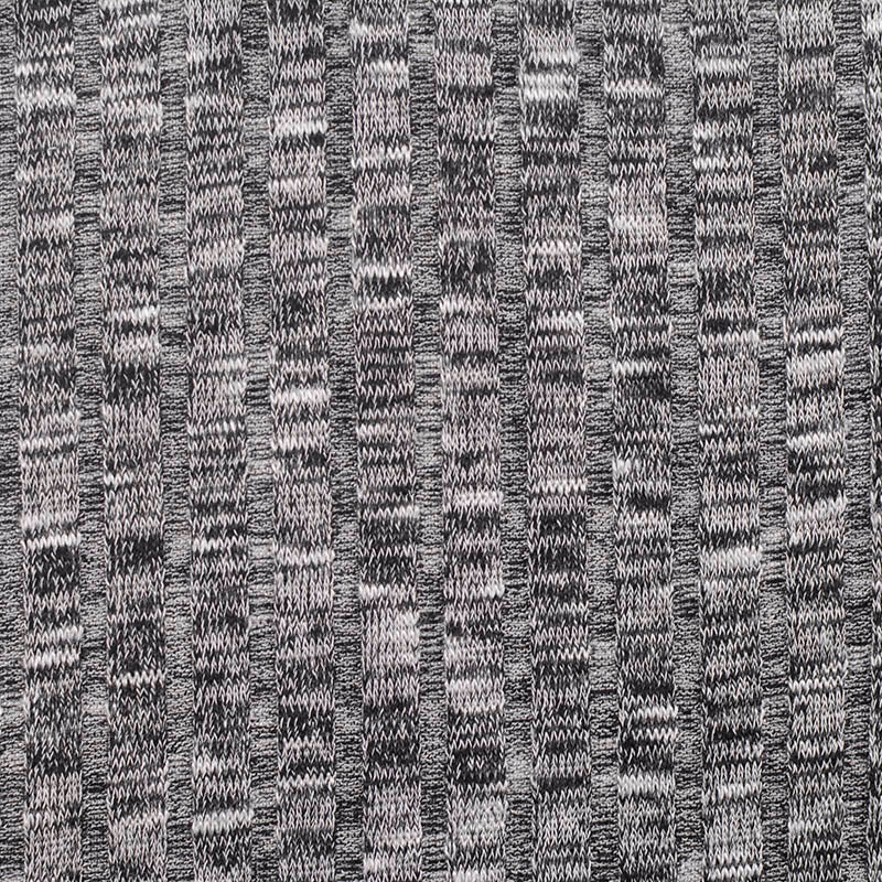 Black Heathered-Marl Rib Knit, Poly-Viscose, 205 gsm