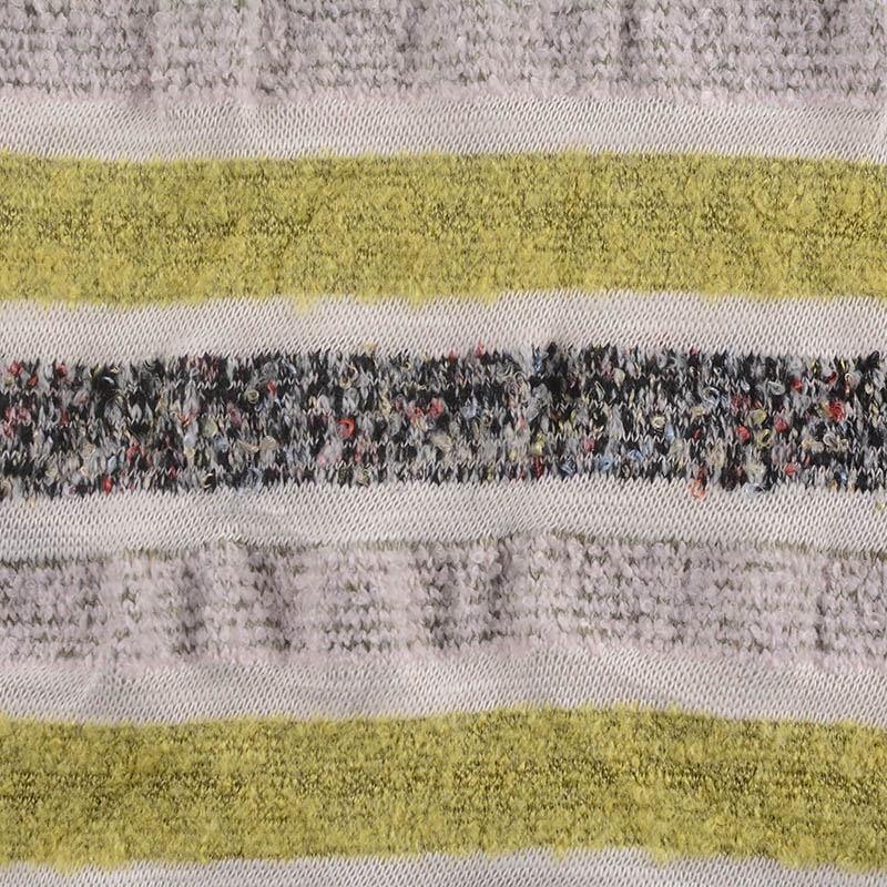 Light Grey Horizontal-Stripe Chunky Knit, Viscose-Acrylic