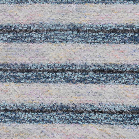 White Horizontal-Stripe Chunky Knit, Poly-Viscose, 255 gsm