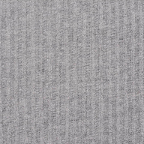Striped Brushed Polyester Viscose Stretch Rib Knit Fabric, 166 gsm — Grey