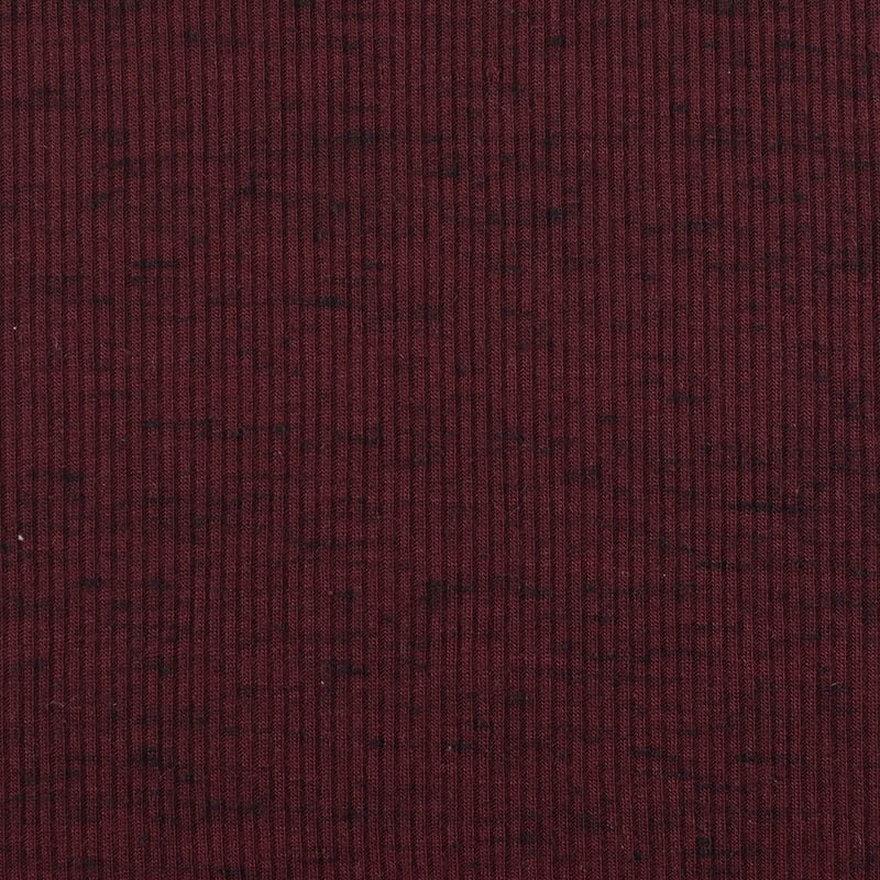Dark Red Marl Rib Knit, Polyester, 165 gsm