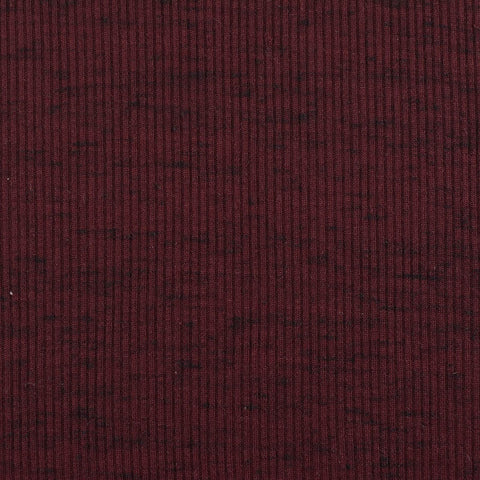 Dark Red Marl Rib Knit, Polyester, 165 gsm